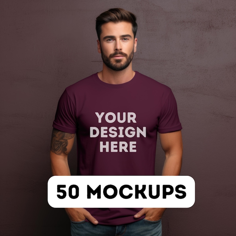 Gildan 64000 mock up bundle, 50 Print-on-demand male mock-ups, male tee shirt mocks, G64000 mockup bundle, commercial use, 50 pngs image 8