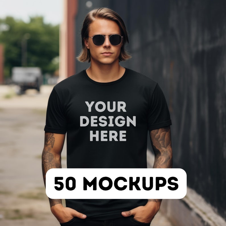 Gildan 64000 mock up bundle, 50 Print-on-demand male mock-ups, male tee shirt mocks, G64000 mockup bundle, commercial use, 50 pngs image 3
