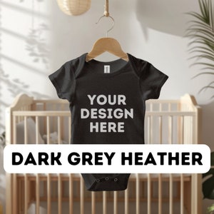 Bella Canvas 100B Dark Grey Heather Bodysuit Mockup Bundle, Baby Mockups, Neutral Baby Mockup, Your design Here, Digital Download, png jpg