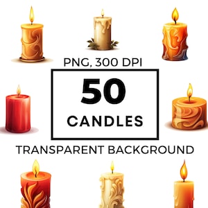 Candle clipart pack, Candle clipart bundle, watercolor candle, Floral Candle Png, Holiday clipart, Candle digital image, 50 png files