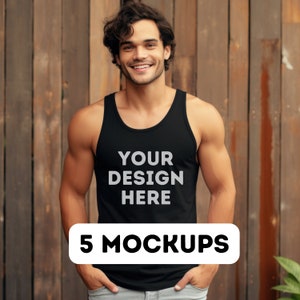 3480 Mockup Bundle, Bella Canvas schwarz Mockup, Mens schwarz Tank Mockup, Tank Top Mockup, 3480 Bella Canvas männliche Mocks, 5 männliche Models