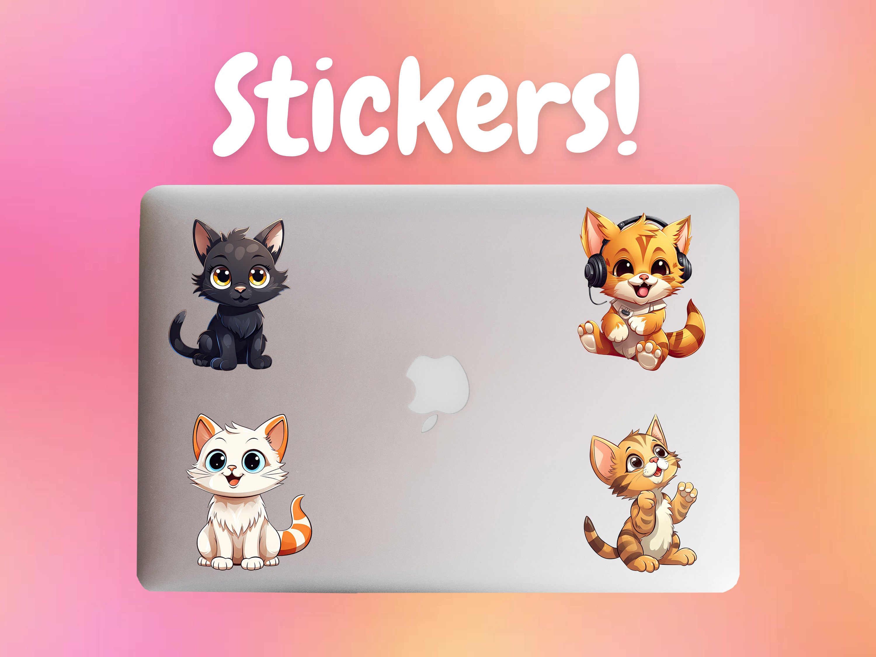 Cute Cats Clipart | Cat Stickers | 50 PNG Images | Kawaii Cats | Cute ...
