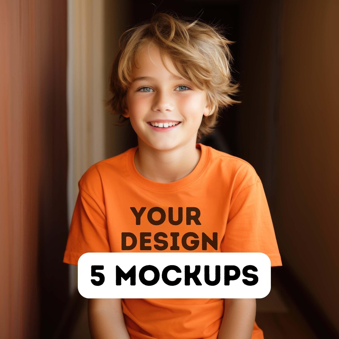 Safety Orange G 5000b Mockup Bundle Gildan Youth Mockup Etsy