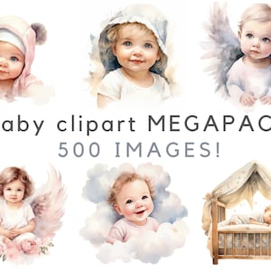 Imágenes prediseñadas de bebés, 500 dibujos, bebé niño, bebé niña, imágenes prediseñadas de acuarela de bebé, decoración para baby shower, ilustraciones de bebés, diseños de imágenes prediseñadas