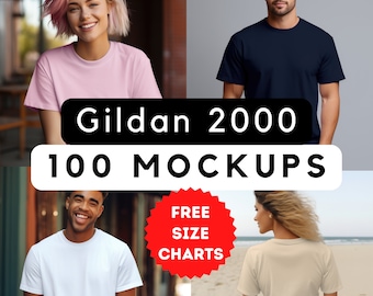 Gildan 2000 Mock bundle, Gildan 2000 shirt, Gildan 2000 mockups, Natural Gildan shirt, Print on Demand Mock pack, 100 model mock-up png jpg