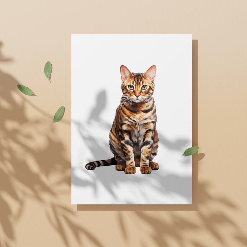 Bengal cat clipart – Watercolor Bengal cat png - POD allowed – Bengal sublimation – Bengal cat wall art – Watercolor cat – Commercial use image 4