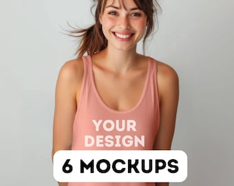 Next Level 1533 Mockup Desert Pink Tank Top Mockup, Next Level mock-up bundle, Pink Tank Mock-up, Your design here, 6 female model mocks png