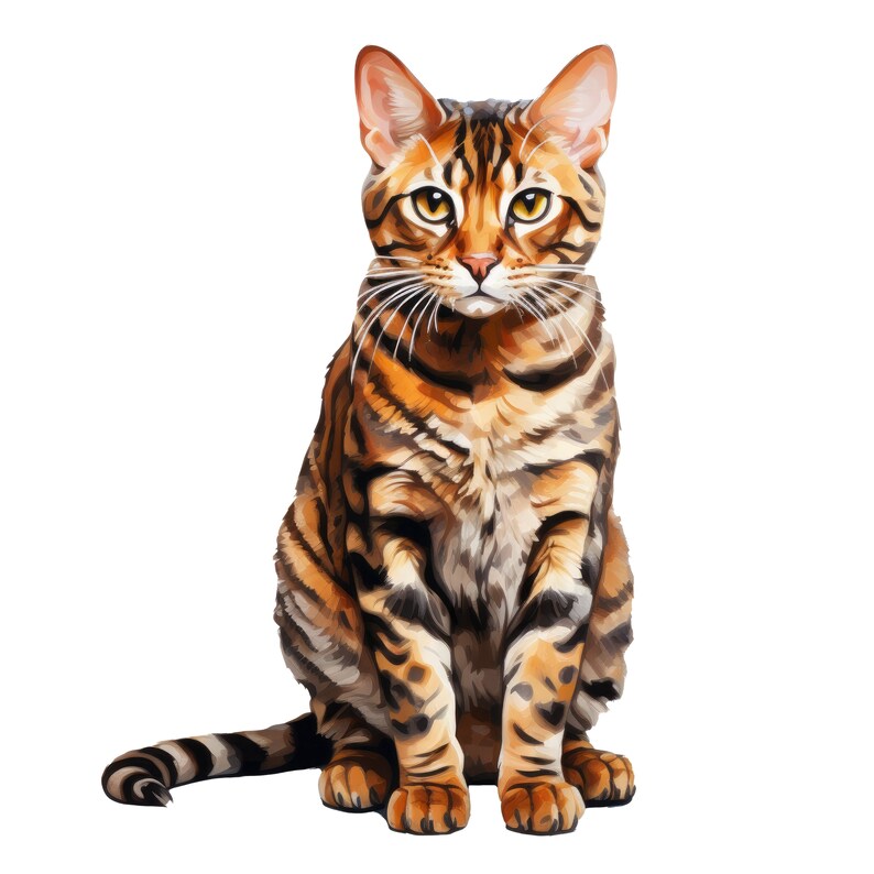 Bengal cat clipart – Watercolor Bengal cat png - POD allowed – Bengal sublimation – Bengal cat wall art – Watercolor cat – Commercial use image 6