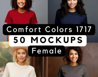 1717 Model bundle, Comfort Colors C1717 mockups, female mockup bundles 1717, professional mocks, print-on-demand, commercial use, 50 models