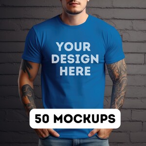 Gildan 64000 mock up bundle, 50 Print-on-demand male mock-ups, male tee shirt mocks, G64000 mockup bundle, commercial use, 50 pngs image 7