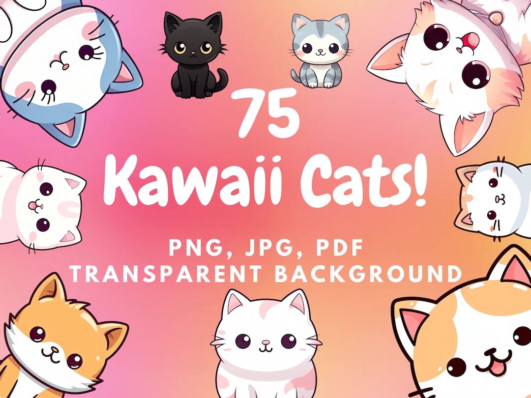 Cute Cat Clipart Cute Cats 75 PNG Images Cat Stickers Kawaii Cats Cute