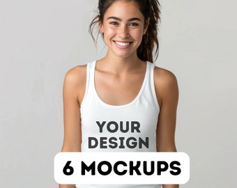 Next Level 1533 Mockup White Tank Top Mockup, Next Level mock-up bundle, White Tank Mock-up, Your design here, 6 female model mocks png