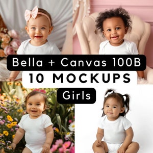 Baby Bodysuit Mockup, 100b Bodysuit Mockup Bundle, Bella Canvas 100B Mock-up, Bella Canvas Baby, Baby Girl Mockup, 10 png jpg Infant Mockups
