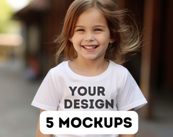 Gildan 5000B white mockup bundle, Gildan Youth Mockup, G5000B girl mock up, Gildan 5000B tshirt toddler mockup, cute kids mockup, 5 models