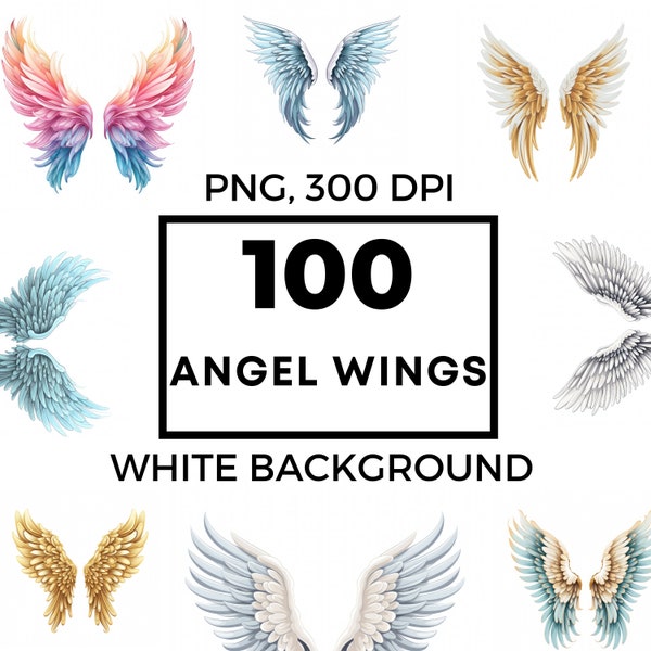 Angel wings clipart – Halo clipart – Angel clipart – Holiday clipart – Angel wings png – Fantasy wings png – Guardian angel - POD allowed