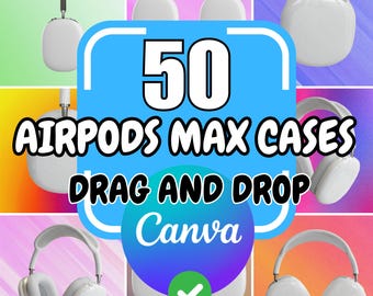 Airpods Max Case Canva Mockups-pakket, Printify Sublimination Airpods max, Apple Headphone-mockups, Airpods Case-sjabloon, airpods