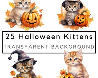 Halloween kitten clipart, cat png, kitten clip art, pumpkin clipart, autumn kittens, commercial use, POD allowed, 25 kitten drawings