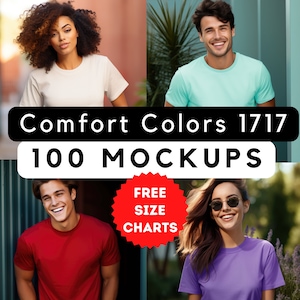 Comfort Colors 1717 mockups, C1717 Model bundle, female and male mockup bundle 1717 mocks, print-on-demand, commercial use, 100 model pngs