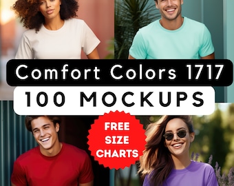 Comfort Colors 1717 mockups, C1717 Model bundle, female and male mockup bundle 1717 mocks, print-on-demand, commercial use, 100 model pngs