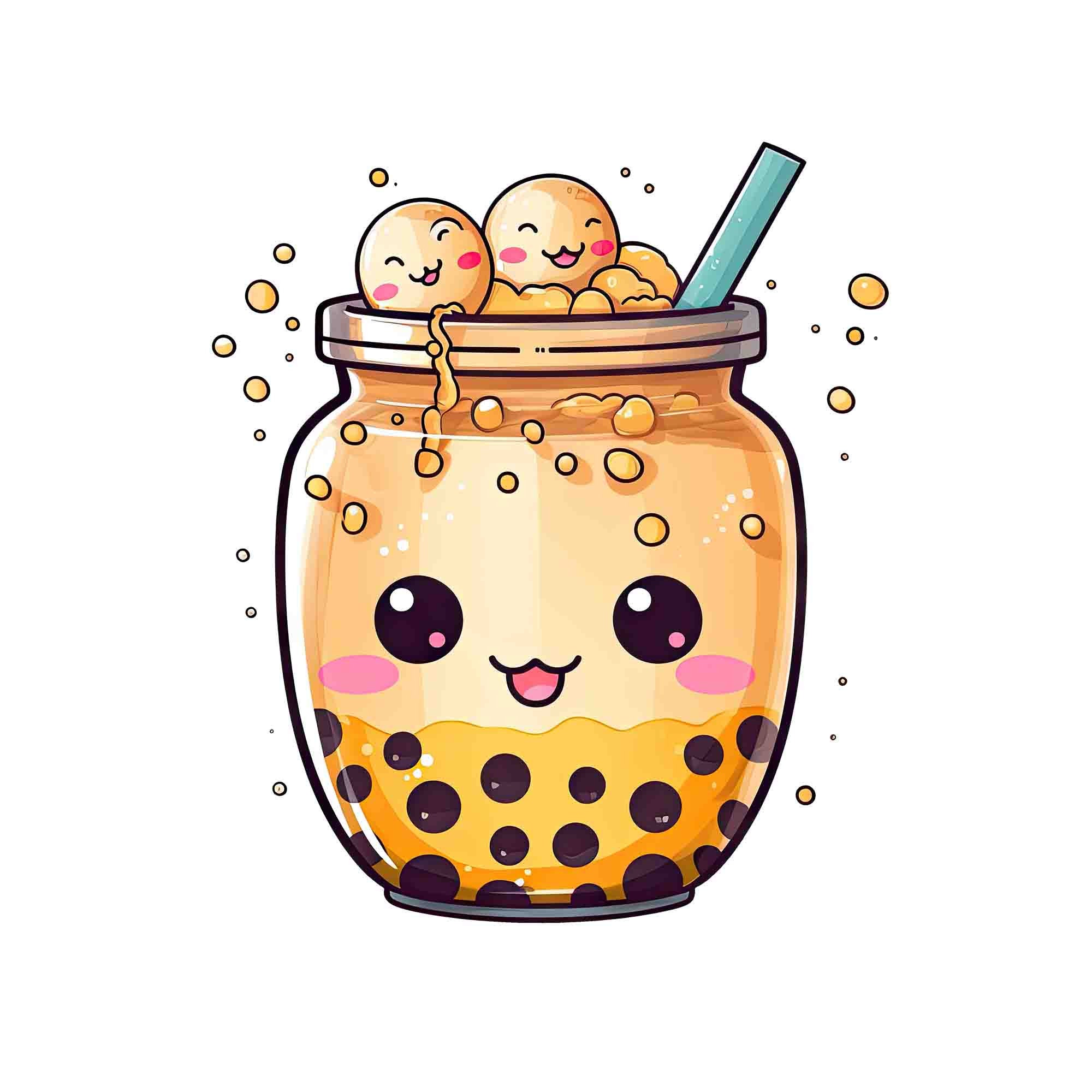Bubble Tea Clipart Cute Digital Download Bubble Tea Clip Art Etsy