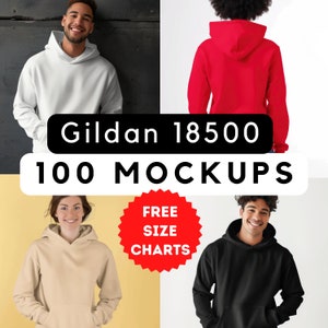 Gildan 18500 mockup bundle, Sweatshirt Mock up, Gildan 18500 hooded mocks, Gildan 18500 Model, print-on-demand, high quality mock, 100 pngs