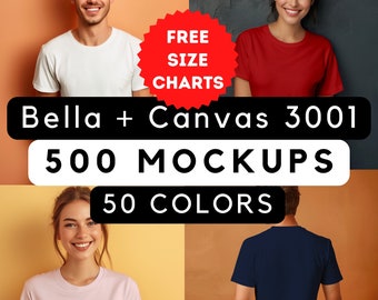 Bella Canvas 3001 Mockup Bundle, Bc3001 T-Shirt Bundle, 3001 Tshirts Bundle, Unisex Shirt Mockup, Mega Bundle 3001 T-Shirt, 500 Lifestyle Mocks 3001