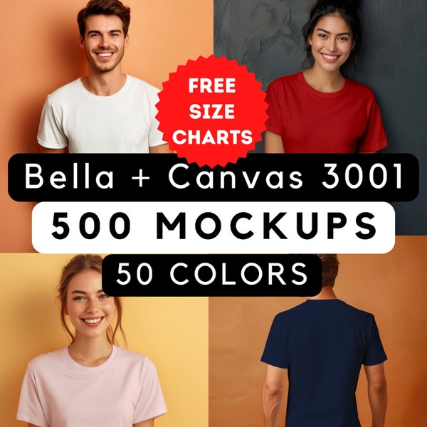 Bella Canvas 3001 Mockup Bundle, Bc3001 Tee Bundle, 3001 Tshirts Bundle, Unisex Shirt Mockup, Mega Bundle 3001 Tee, 500 Lifestyle Mocks 3001