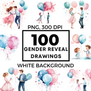 Geschlecht enthüllen Clipart, Es ist ein Junge, es ist ein Mädchen, Neugeborene Clip Art, Geschlecht enthüllen Zeichnung, kommerzielle Nutzung, 100 Zeichnungen