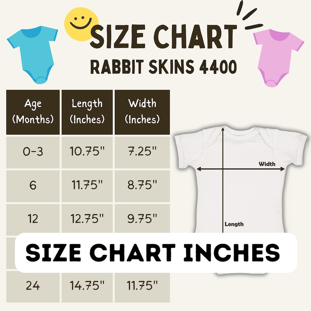 Rabbit Skins 4400 Sizechart for Baby, Infant Size Chart Infant Bodysuit ...