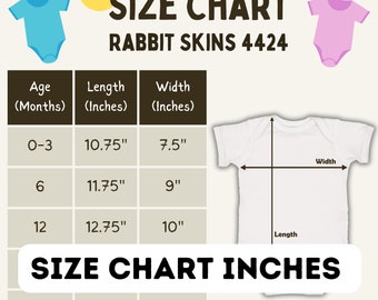 Rabbit Skins 4424 Infant Size Chart, Sizechart for Baby, Infant Bodysuit Size, Simple Infant Sizing, Baby Bodysuit Sizing, Simple Size Chart