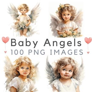 Aquarel clipart baby engelen – png-bundelontwerp engel baby's – aquarelprint – engelen kunstafdruk – 100 png-aquareltekeningen