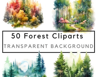 Wood clipart, forest Clipart, woodland clipart, greenery clipart, woodland clipart, nature clipart, commercial use, 50 drawings