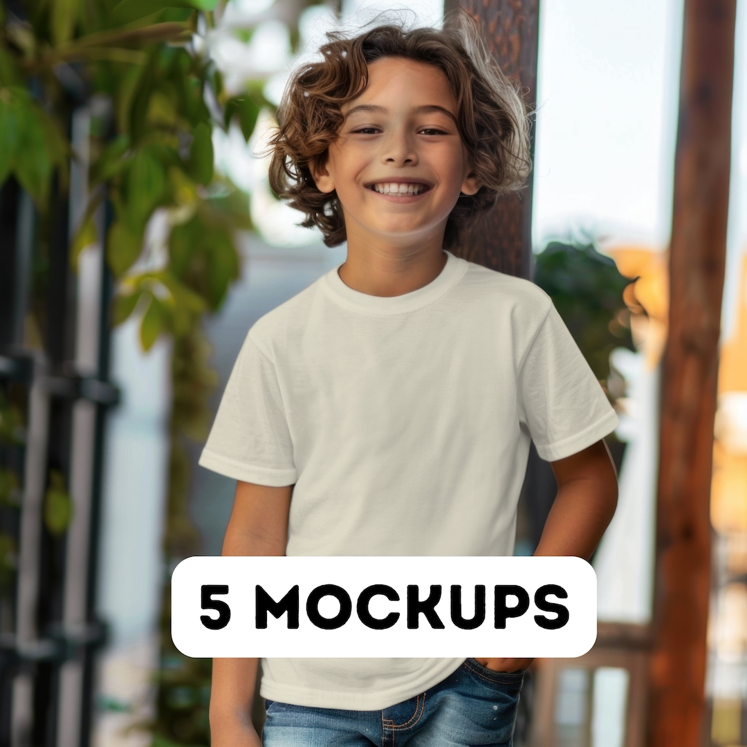 Gildan 5000B Natural Mockup Bundle, Gildan Youth Mockup Natural, G5000B ...