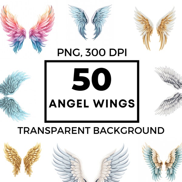 Angel wings clipart, Halo clipart, Angel clipart, Holiday clipart, Angel wings png, Fantasy wings png, Guardian angel, POD allowed