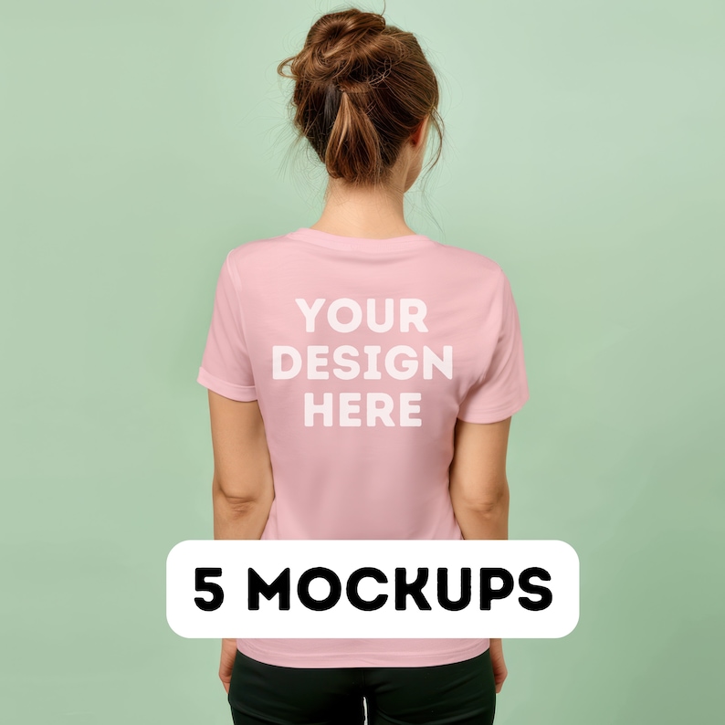 May include: A pink t-shirt with the text "YOUR DESIGN HERE" printed on the back.