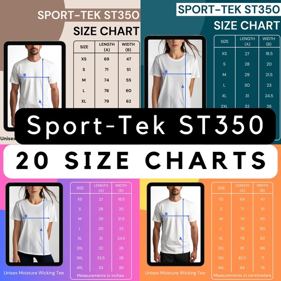 Sport-tek ST350 Size Chart, T-shirt Size Chart, Unisex Size Chart