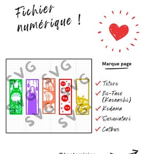 Fichier SVG Marque-page Ghibli – Totoro, No-Face, Chihiro, Haku, Susuwatari – Découpe et gravure laser – Usage commercial autorisé