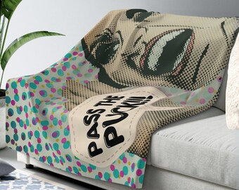 Funny Hockey Mom Sherpa Fleece Blanket: Pop Art Gift