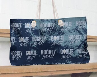 Weekender Bag Hockey Mom Tote Bag Hockey Beast Goalie Beast Pattern Large XL Hockey Purse with Rope Handles Carryall Hockey Rink Accessory