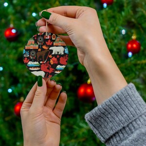 Hockey Ceramic Circle Ornament, Canadian Symbols & Attractions, Ornament Home Decor Accessory, Hockey Holiday Ornament, Christmas Present