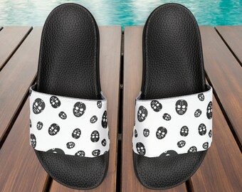 Hockey Youth Slide Sandals, Goalie Masks, Hockey Goalie Poolside Shoes, Hockey Locker Room Footwear, Beach Footgear, Best Goalie Gift