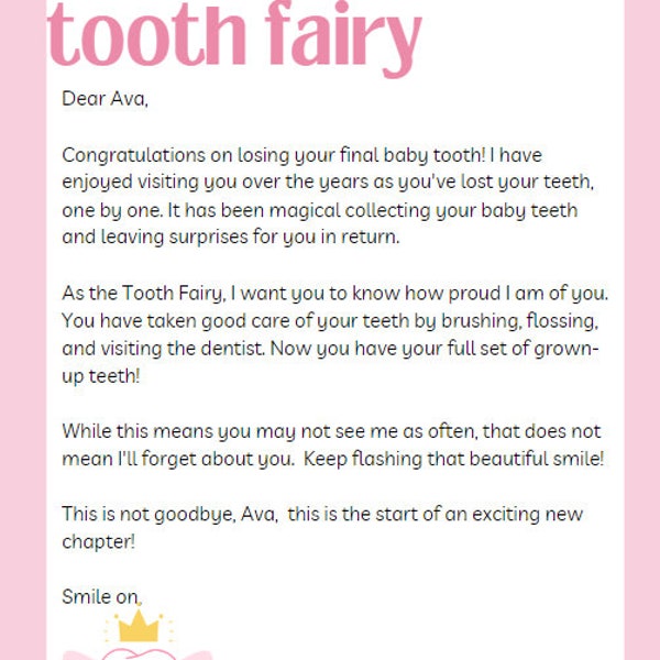 Editable Tooth fairy Letter