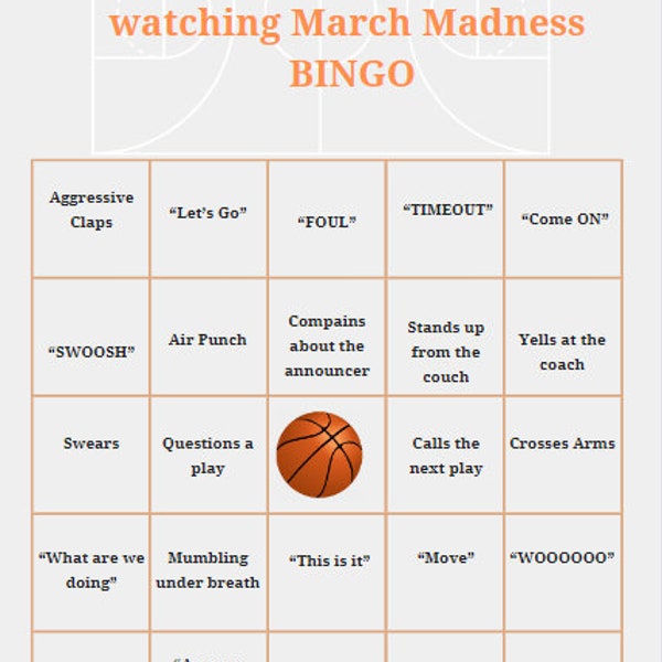 March Madness Bingo Things Your Husband Says/Does Edition
