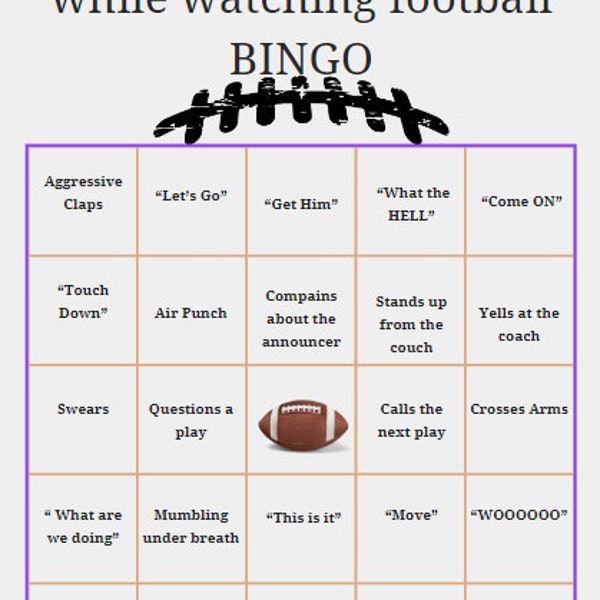 Multi-Player Edition! Football Bingo Things Your Husband Says Edition