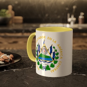 Salvadoran Coat of Arms Mug, El Salvador Coffee Mug, Salvadorian Coffee Cup, Gift for Him, Gift for Her, El Salvador Souvenir