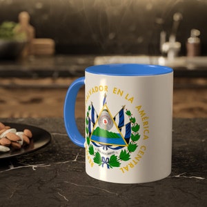 Salvadoran Coat of Arms Mug, El Salvador Coffee Mug, Salvadorian Coffee Cup, Gift for Him, Gift for Her, El Salvador Souvenir