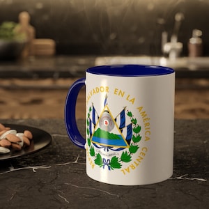 Salvadoran Coat of Arms Mug, El Salvador Coffee Mug, Salvadorian Coffee Cup, Gift for Him, Gift for Her, El Salvador Souvenir