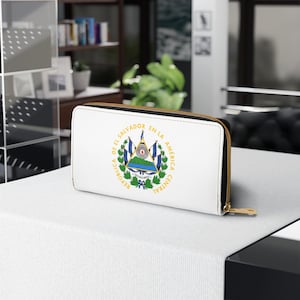 Cartera Salvadoreña Escudo en Color, Linda Billetera de El Salvador, Bolsa Salvadoreña, Regalo para Ella, Billetera Recuerdo de El Salvador