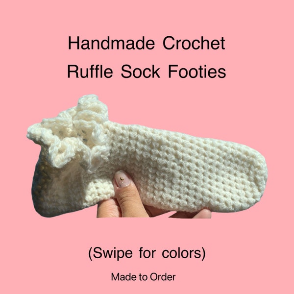 Handmade Crochet Ruffle Socks, Custom Slippers, Custom Booties, Custom Socks, Simple Socks, Comfy Footies, Handmade Custom Crochet Footies