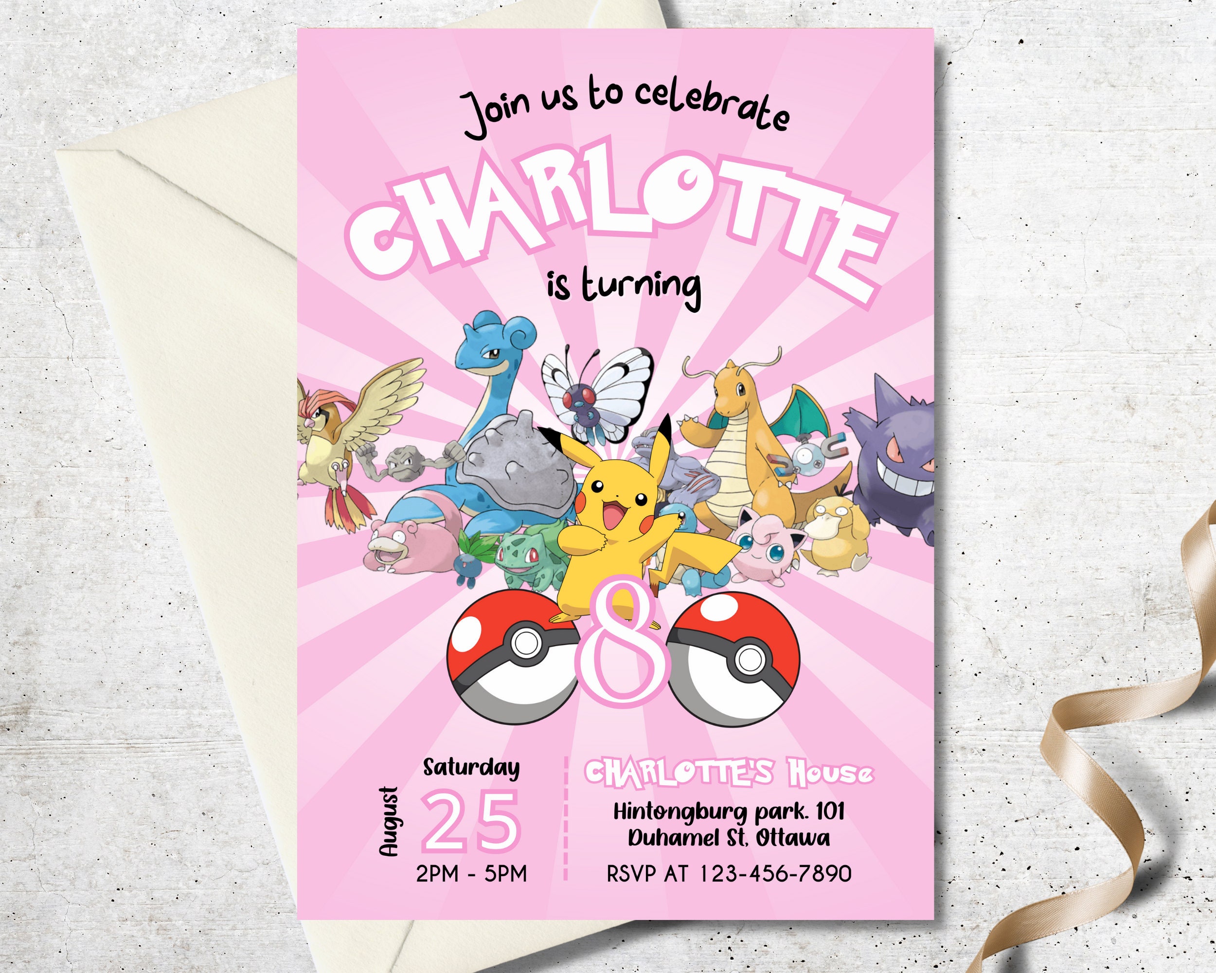 Editable Pikachu Invite Pokemon Invitation Canva Template - Etsy Australia